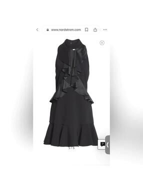 $445 NWT Cinq A Sept Maxie Black Mini Dress Size 0 / XS Ruffle Cocktail 5a7 Prom